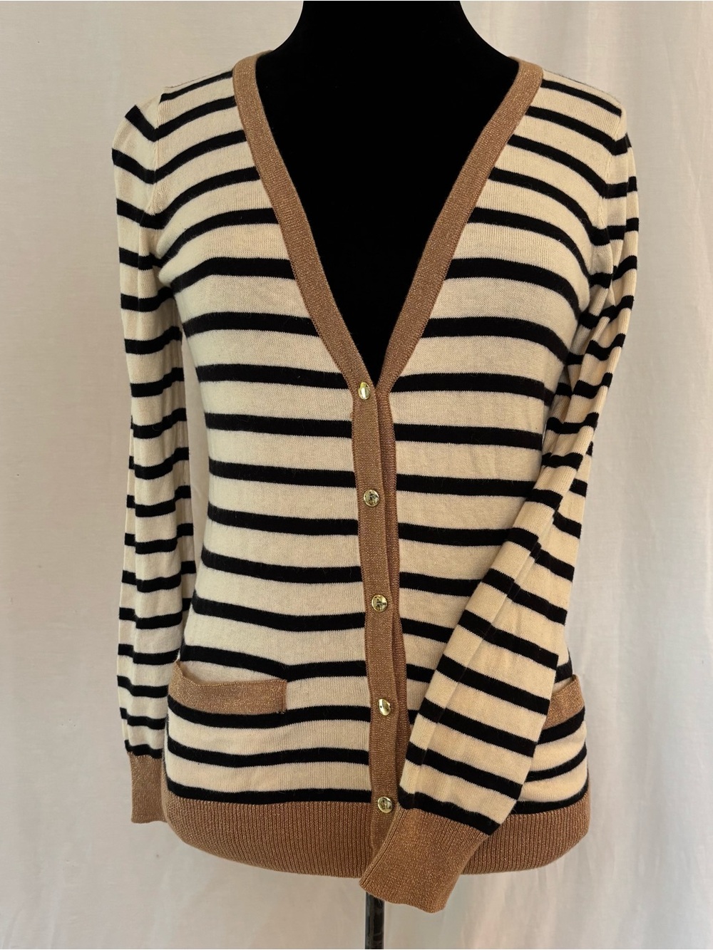Forever 21 Stripe Cardigan Angora Blend Light Academia Old Money Quiet Luxury S